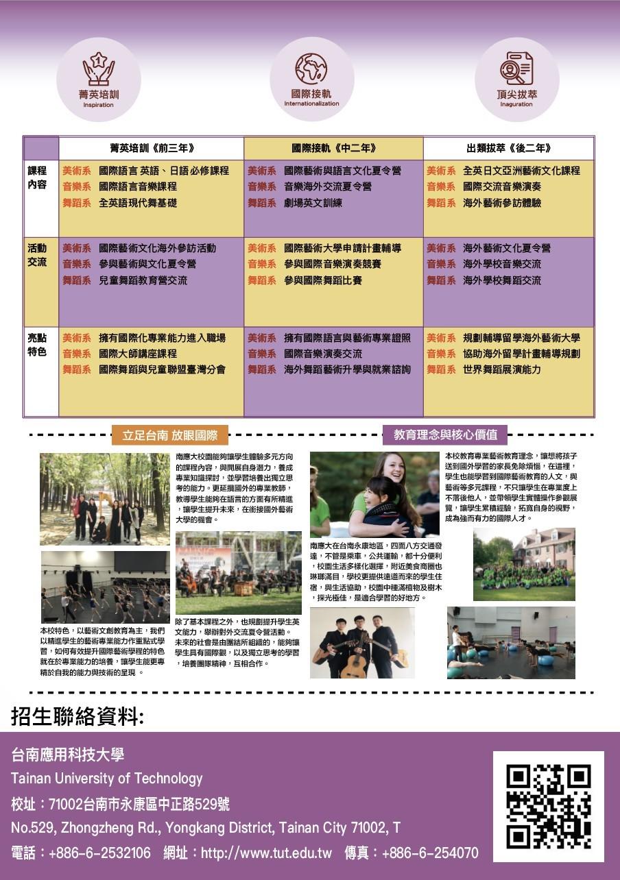 七年一貫制課程規劃解說圖片1；來源：台南應用科技大學